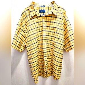 Towncraft Yellow Plaid Shirt ~ Wrinkle Free/Stain Release Size XXL